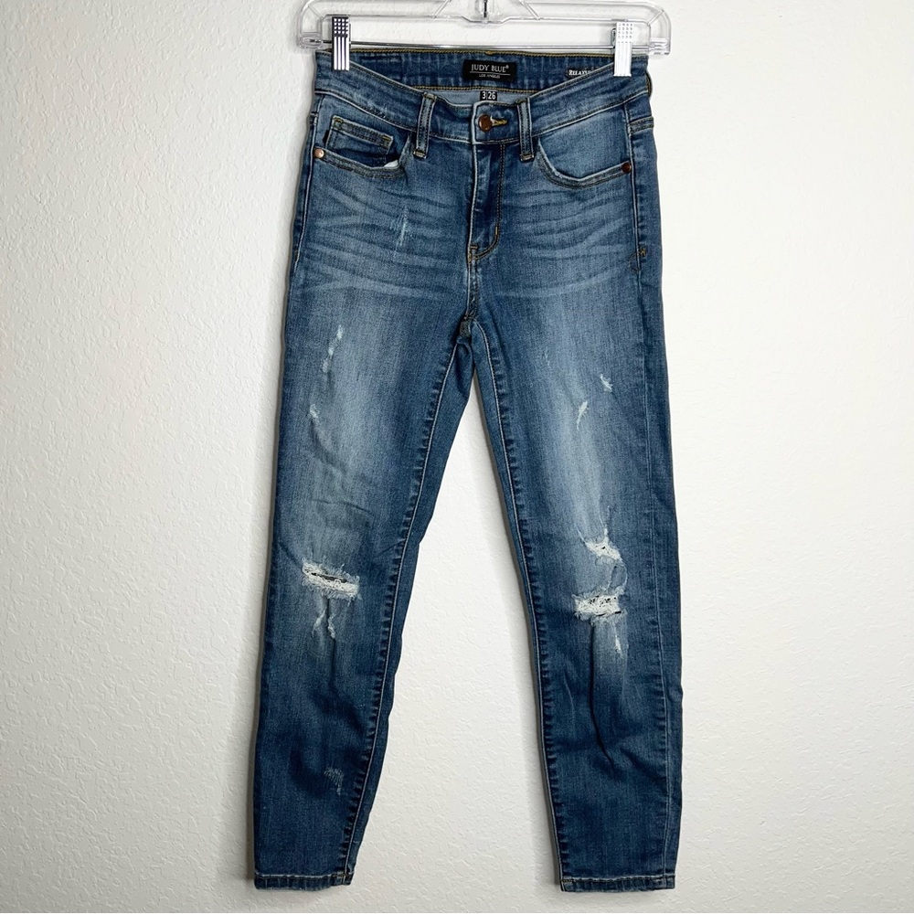 Judy Blue Women Blue Jeans Relaxed Fit Distressed Size 3/26 A6